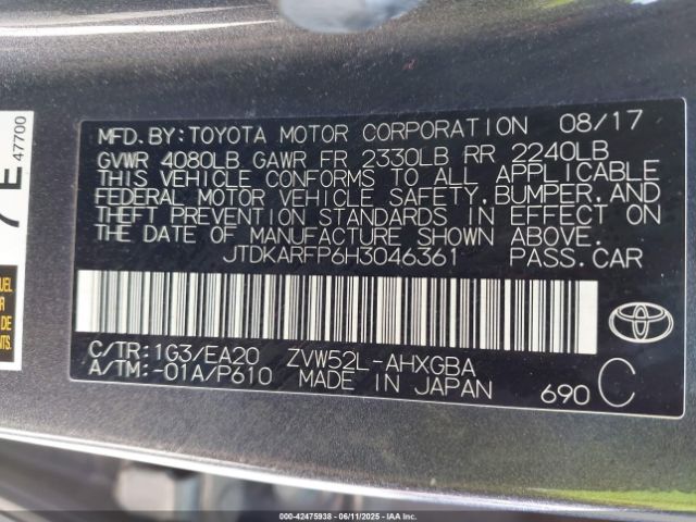 2017 TOYOTA PRIUS PRIME JTDKARFP6H3046361 Photo 8