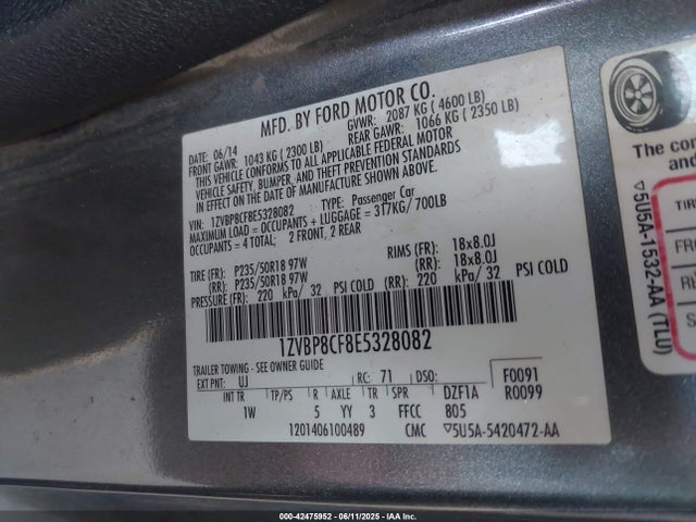 1ZVBP8CF8E5328082 Ford 2014