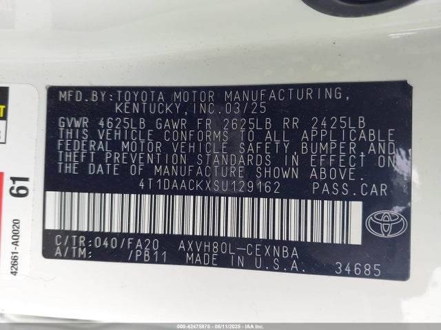 4T1DAACKXSU129162 Toyota a25a-fxs
