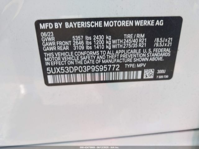 2023 BMW X3 5UX53DP03P9S95772 Photo 8