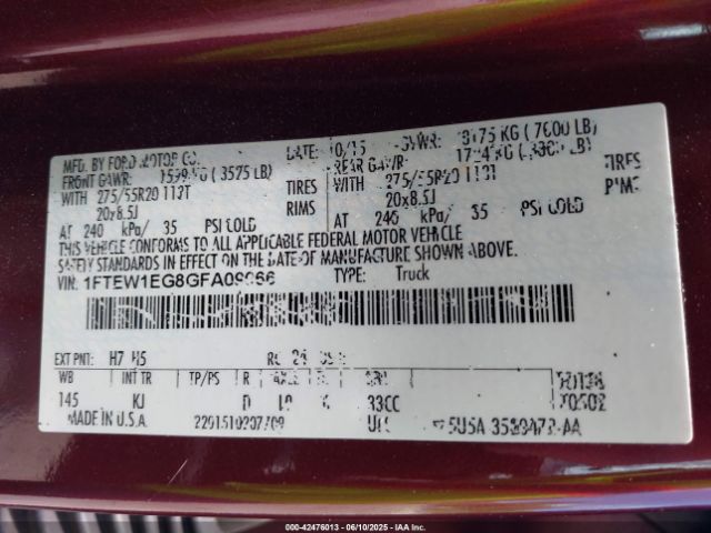 2016 FORD F-150 1FTEW1EG8GFA09066 Photo 8