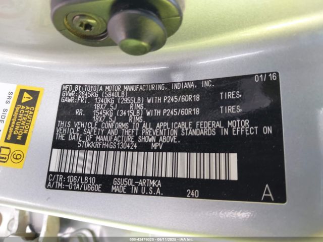 5TDKKRFH4GS130424 Toyota 2gr-fe