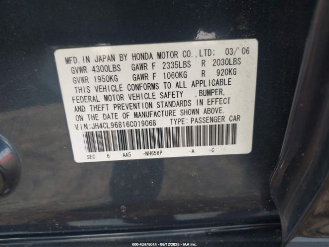 2006 ACURA TSX JH4CL96816C019068 Photo 8