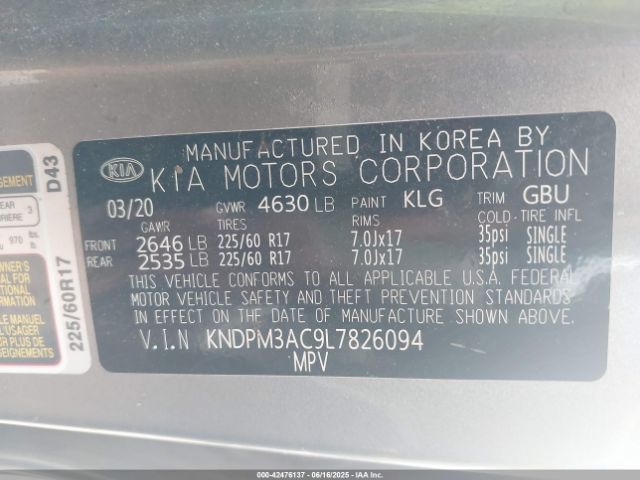 2020 KIA SPORTAGE KNDPM3AC9L7826094 Photo 8