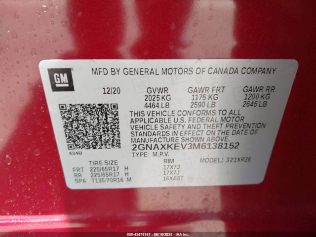 2021 CHEVROLET EQUINOX 2GNAXKEV3M6138152 Photo 8