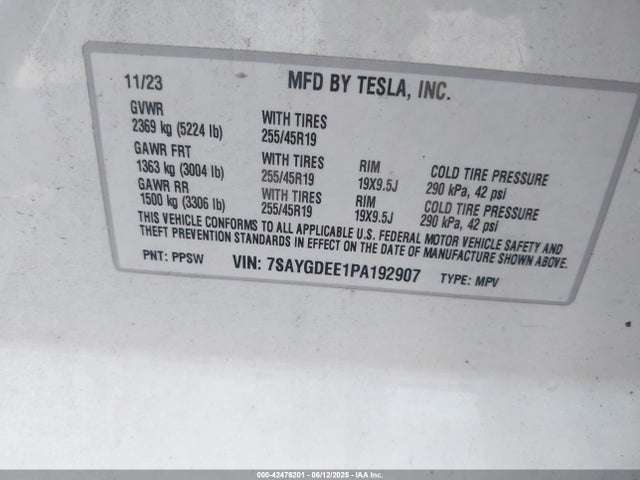 2023 TESLA MODEL Y 7SAYGDEE1PA192907 Photo 8