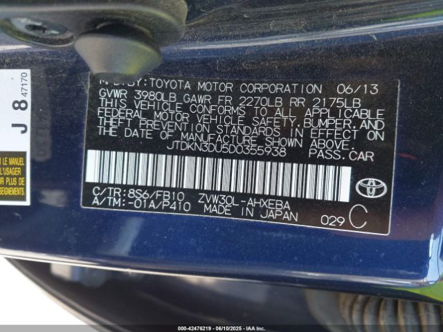 2013 TOYOTA PRIUS JTDKN3DU5D0355938 Photo 8