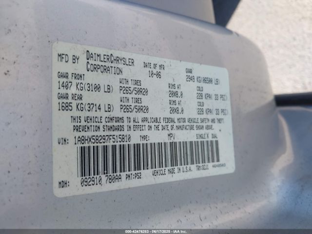 2007 CHRYSLER ASPEN 1A8HX58297F515810 Photo 8