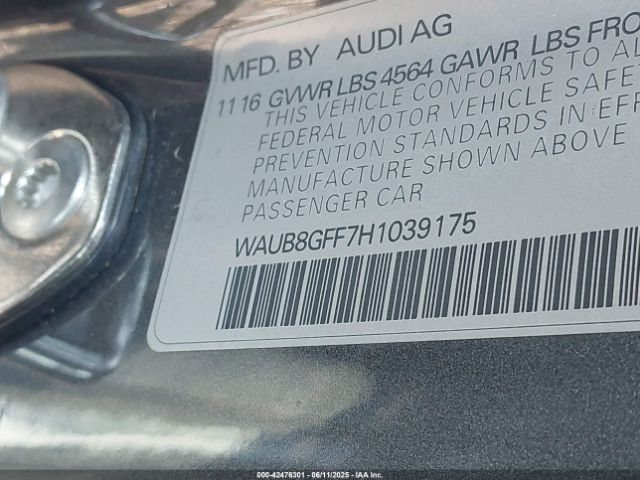 2017 AUDI A3 WAUB8GFF7H1039175 Photo 8