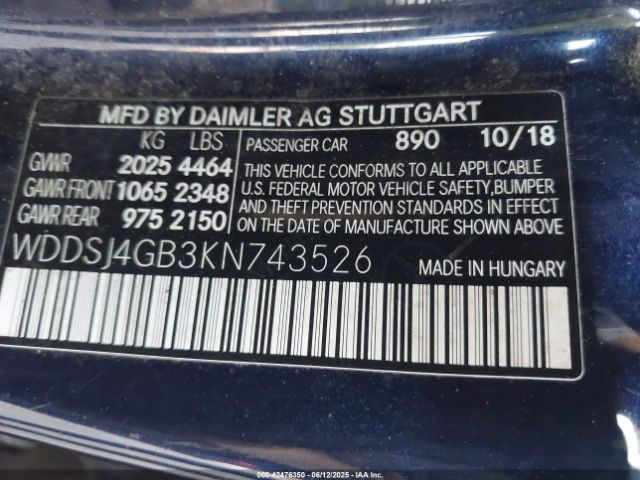 2019 MERCEDES-BENZ CLA 250 WDDSJ4GB3KN743526 Photo 8