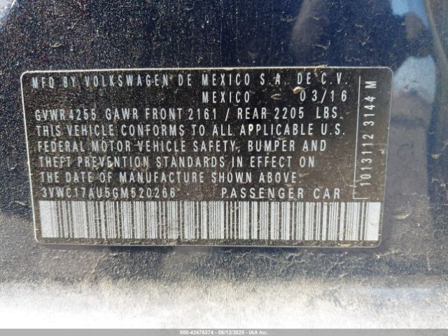 3VWC17AU5GM520266 Volkswagen 1.8 tsi
