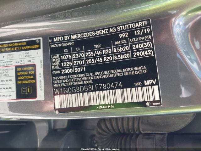 2020 MERCEDES-BENZ GLC 300 W1N0G8DB8LF780474 Photo 8