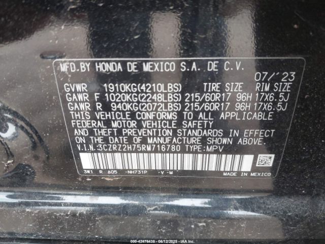2024 HONDA HR-V 3CZRZ2H75RM716780 Photo 8