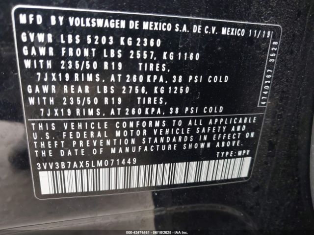 3VV3B7AX5LM071449 Volkswagen 2020