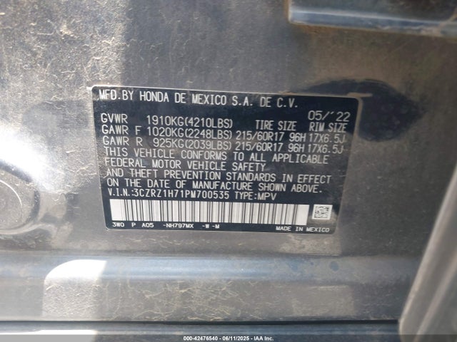 3CZRZ1H71PM700535 Honda k20z5