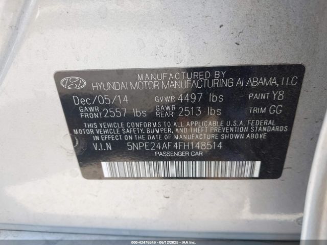5NPE24AF4FH148514 Hyundai dohc gdi theta-ii
