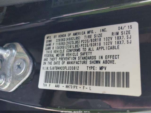 2015 ACURA RDX 5J8TB4H33FL030812 Photo 8