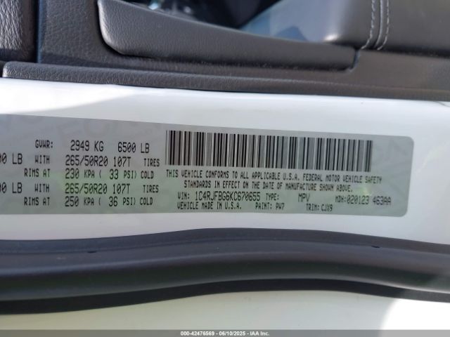 2019 JEEP GRAND CHEROKEE 1C4RJFBG6KC670655 Photo 8