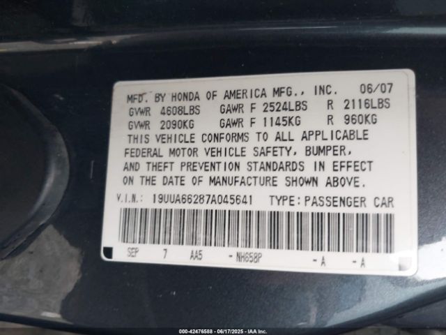 2007 ACURA TL 19UUA66287A045641 Photo 8