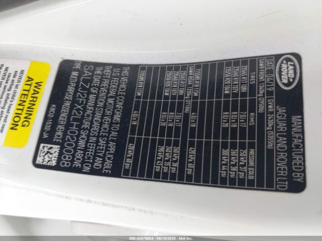 2020 LAND ROVER RANGE ROVER EVOQUE SALZJ2FX2LH020088 Photo 8