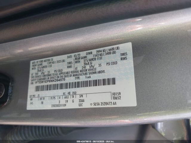 2022 FORD F-150 1FTEW1EP8NKD94570 Photo 8