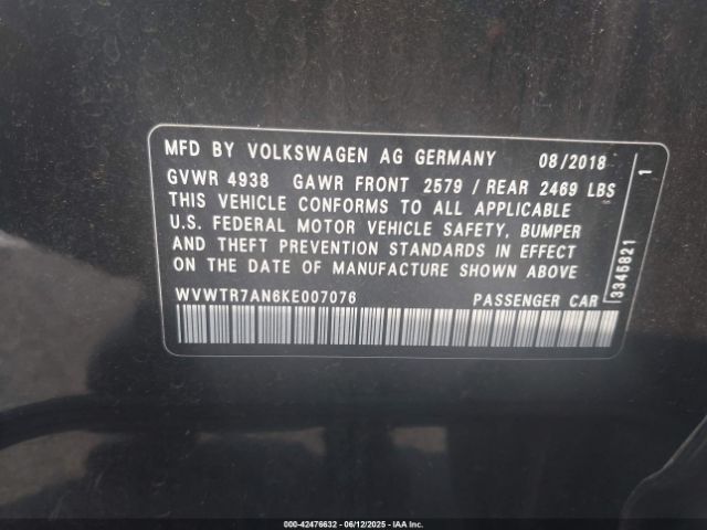 2019 VOLKSWAGEN ARTEON WVWTR7AN6KE007076 Photo 8