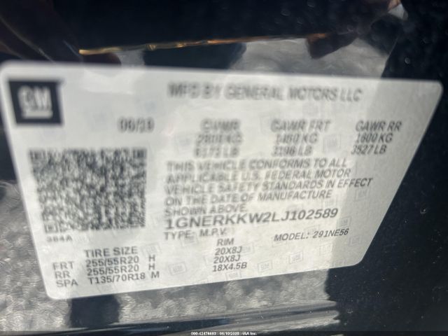 1GNERKKW2LJ102589 Chevrolet Traverse Premier