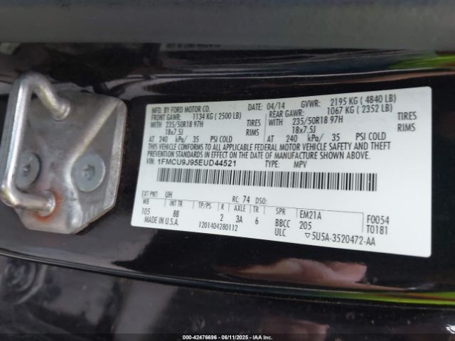 2014 FORD ESCAPE 1FMCU9J95EUD44521 Photo 8