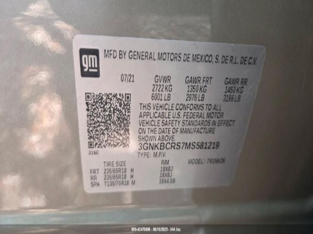 3GNKBCRS7MS581219 Chevrolet BLAZER 2LT