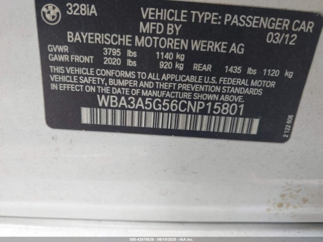 2012 BMW 328I WBA3A5G56CNP15801 Photo 8