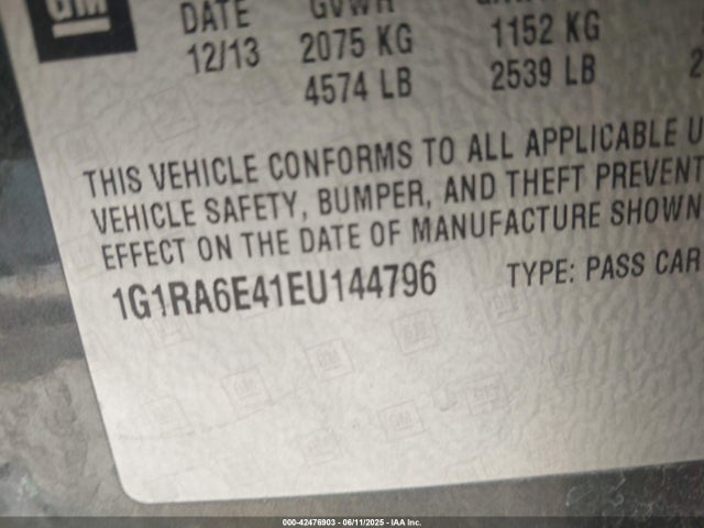 Chevrolet luu - ffv, e-flex, fam 2014 1G1RA6E41EU144796 Image 9