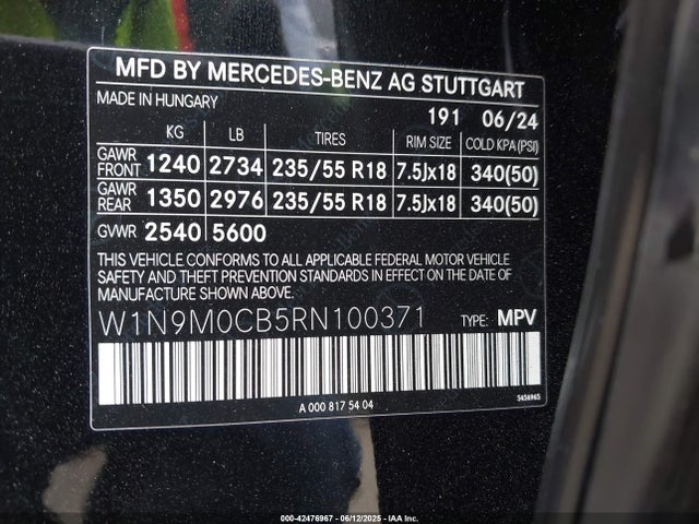 Mercedes-Benz 2024 2024 W1N9M0CB5RN100371 Image 9
