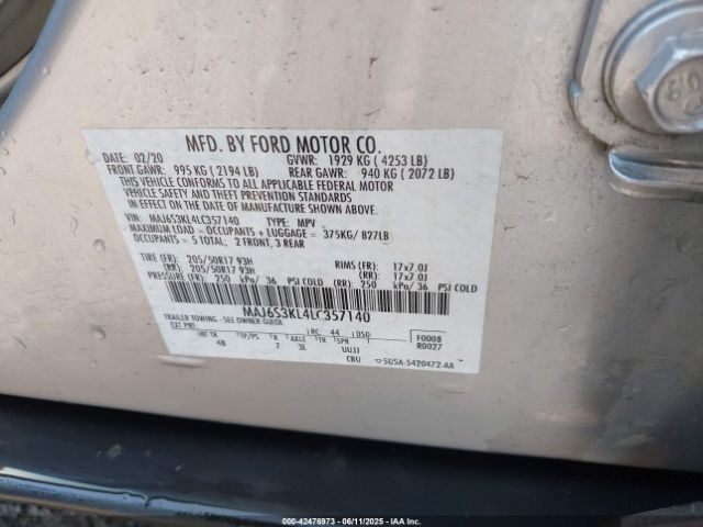 2020 FORD ECOSPORT MAJ6S3KL4LC357140 Photo 8