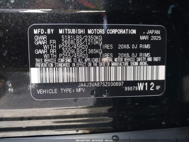 2025 MITSUBISHI OUTLANDER JA4J3VA87SZ030697 Photo 8