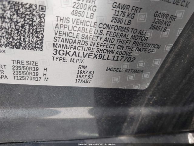 3GKALVEX9LL117702 GMC ltg