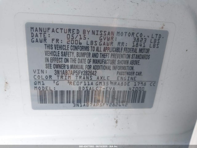 3N1AB7AP5FY282642 Nissan SENTRA S