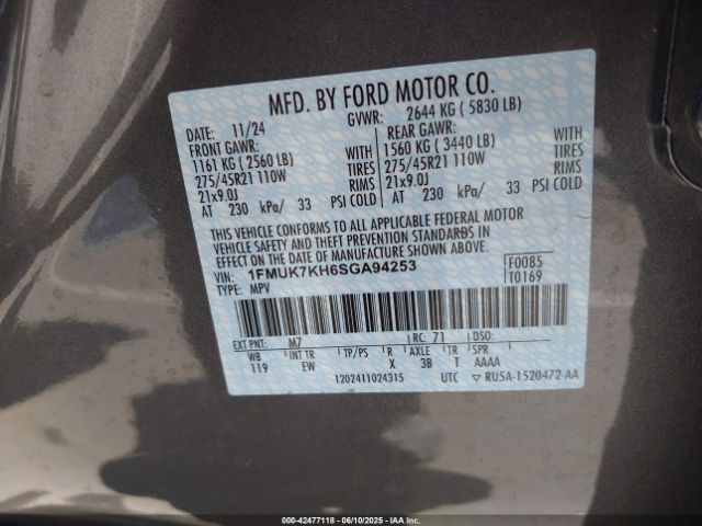 2025 FORD EXPLORER 1FMUK7KH6SGA94253 Photo 8