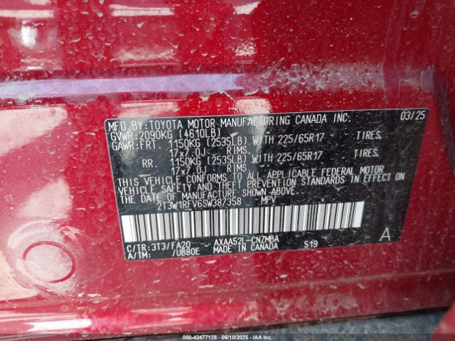 2T3W1RFV6SW387358 Toyota Rav4 Xle