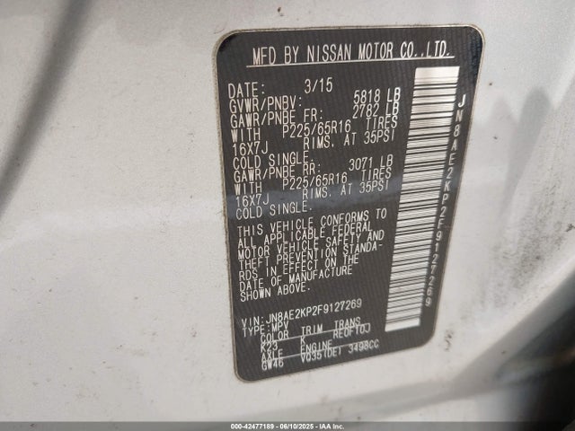 JN8AE2KP2F9127269 Nissan 2015