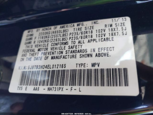 5J8TB3H34EL012165 Acura j35z2
