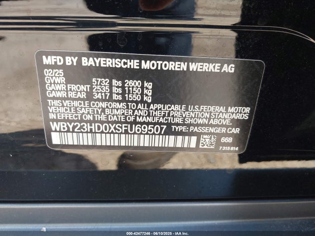 BMW 2025 2025 WBY23HD0XSFU69507 Image 9