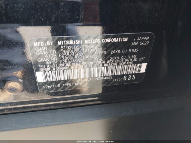 2022 MITSUBISHI OUTLANDER JA4J4UA80NZ064959 Photo 8