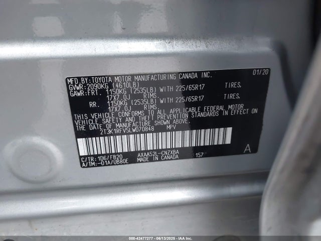 Toyota a25a-fks 2020 2T3K1RFV5LW070848 Image 9
