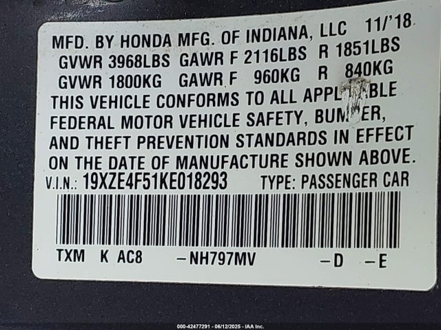 19XZE4F51KE018293 Honda leb6
