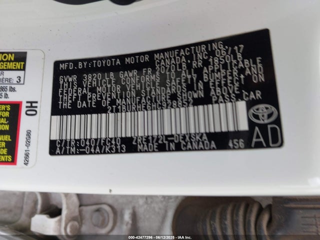 2T1BURHE6HC928852 Toyota 2zr-fe