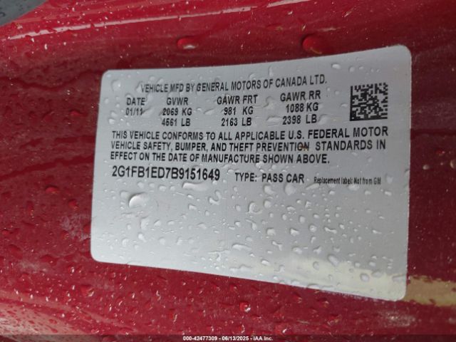 2011 CHEVROLET CAMARO 2G1FB1ED7B9151649 Photo 8