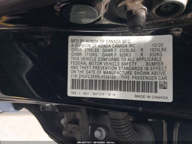 2020 HONDA CIVIC 2HGFC2E89LH598165 Photo 8
