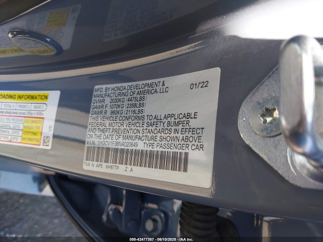 1HGCV1F38NA020649 Honda l15be