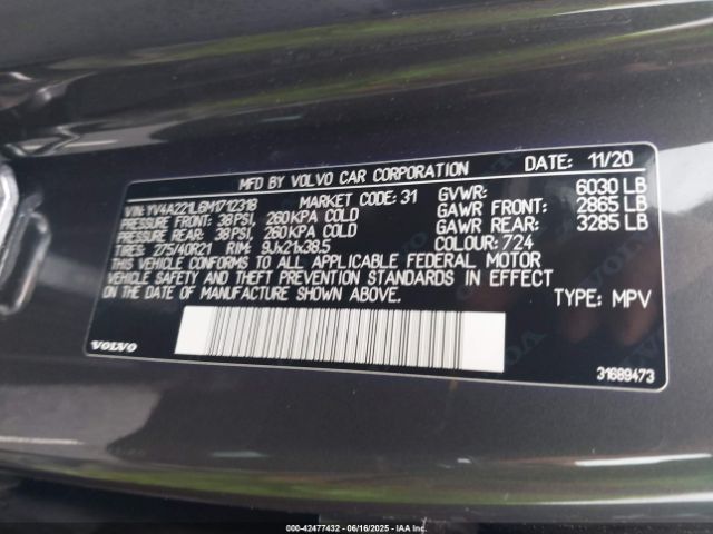 2021 VOLVO XC90 YV4A221L6M1712318 Photo 8