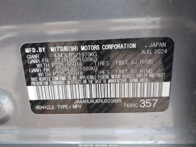 JA4ARUAU6RU020885 Mitsubishi Outlander Sport 2.0 Es Awc/2.0 Le Awc/2.0 Ralliart Awc/2.0 S Awc/2.0 Se Awc/2.0 Trail Edition Awc
